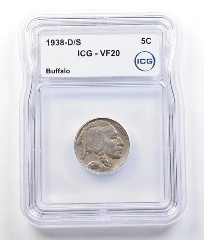 1938-D/S Indian Head Buffalo Nickel VF20 ICG *0643