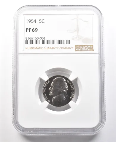 1954 Jefferson Nickel PF69 NGC PQ Cameo Contrast *8038