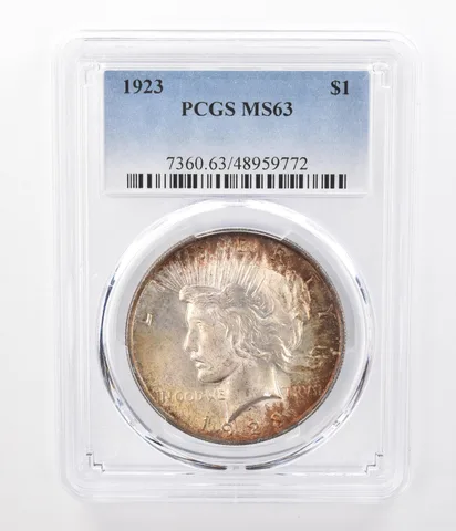 1923 Peace Silver Dollar MS63 PCGS Peripheral Tone a7488