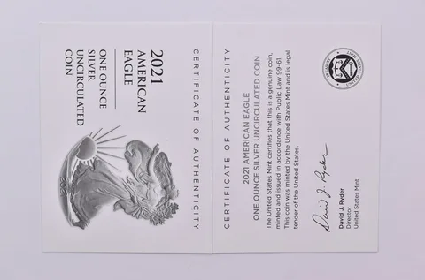 COA 2021-W Burnished Silver Eagle Type 2