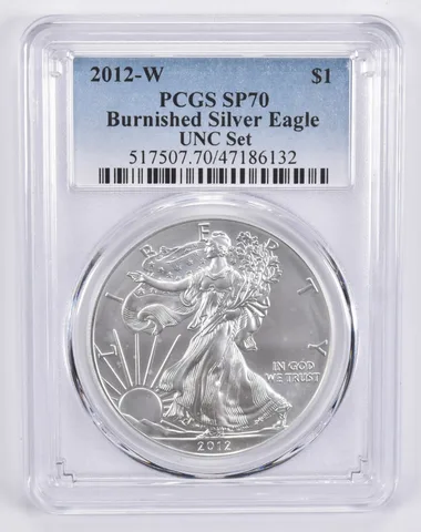 2012-W Burnished Silver Eagle Annual Set SP70 PCGS Blue Label