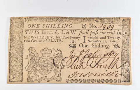 1763 1 Shilling New Jersey Obsolete Note *8638