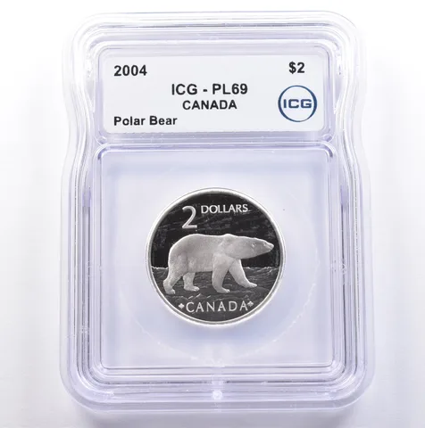 2004 Canada 2 Dollars Polar Bear PL69 ICG *9014