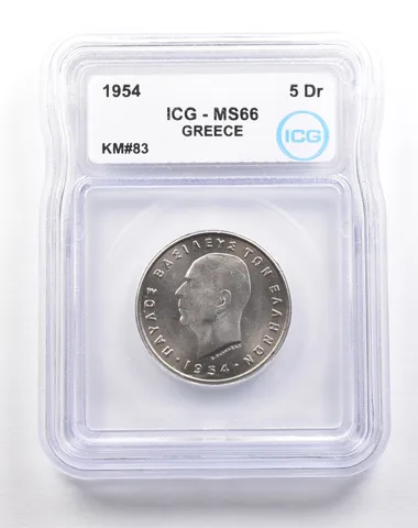 1954 Greece 5 Drachma KM#83 MS66 ICG *5514
