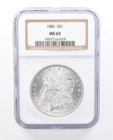 1882 Morgan Silver Dollar MS63 NGC Peripheral Tone Reverse *1555