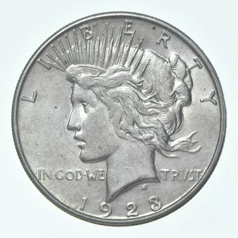 (1) 1923-S Choice AU Peace Silver Dollar 90% - CH AU Almost Unc - San Fran