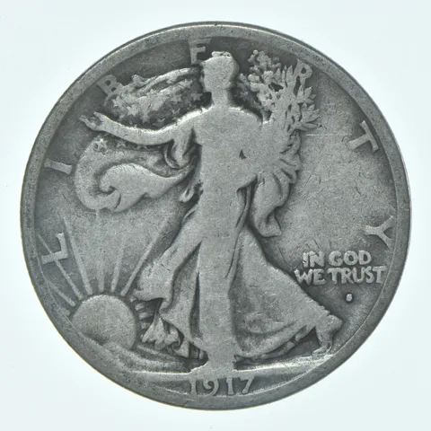 1917-S OBV Walking Liberty Half Dollar CIRC G+ 90% Silver