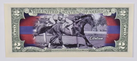 2017 $2 Colorized US Note Race Horse - Citation Custom Printed FRN