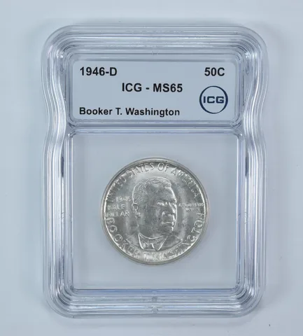 1946-D Booker T Washington Commemorative Half Dollar MS65 ICG