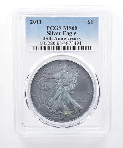 2011 American Silver Eagle MS68 PCGS Dark Blue Tone *8469