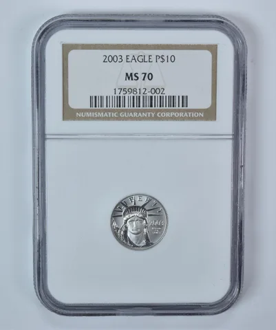 2003 $10 American Platinum Eagle 1/10 Oz Platinum MS70 NGC
