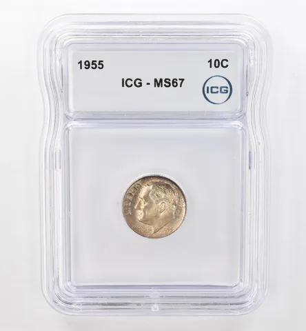 1955 Roosevelt Dime MS67 ICG Beautiful Tone *9500