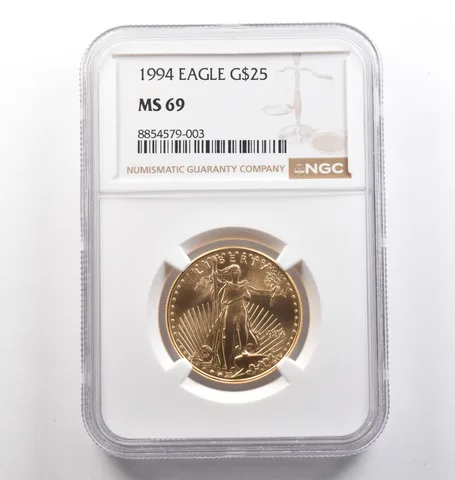 1994 $25 American Gold Eagle 1/2 Oz Gold MS69 NGC *4012