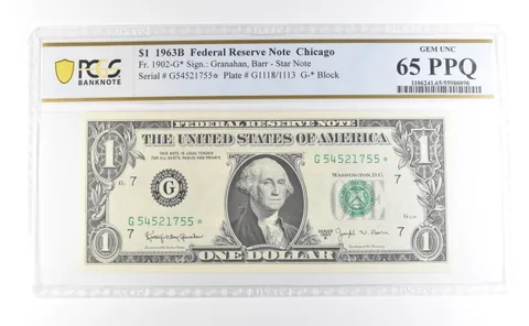 1963 B $1 Chicago IL FRN Star Note Fr#1902-G* Gem Unc 65 PPQ PCGS *3975