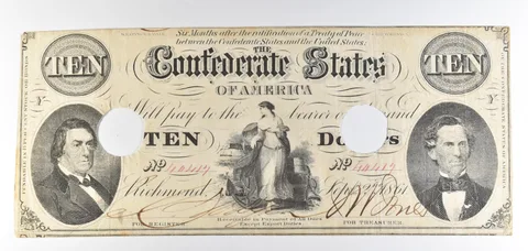 1861 $10 Confederate States Of America Obsolete Note *8729