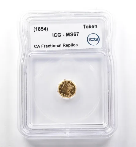 (1854) California Fractional Gold Token Liberty Head 1/2 Dollar MS67 ICG *7437