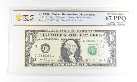 1988 A $1 Philadelphia PA FRN Fr#1917-C Superb Gem Unc 67 PPQ PCGS *2905