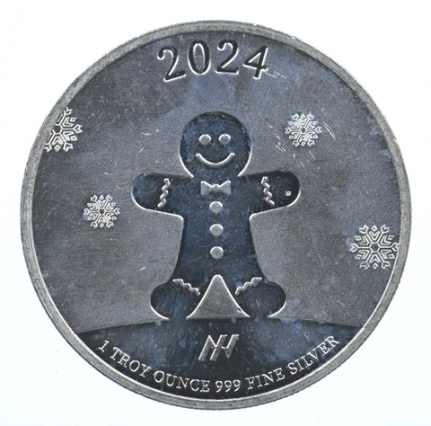 VINTAGE Art Bar/Round 2024 Holiday Greetings 1 Oz. .999 Silver One T Ounce *817