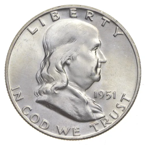 Choice Unc 1951-P Franklin Half Dollar Gem BU From Original Roll