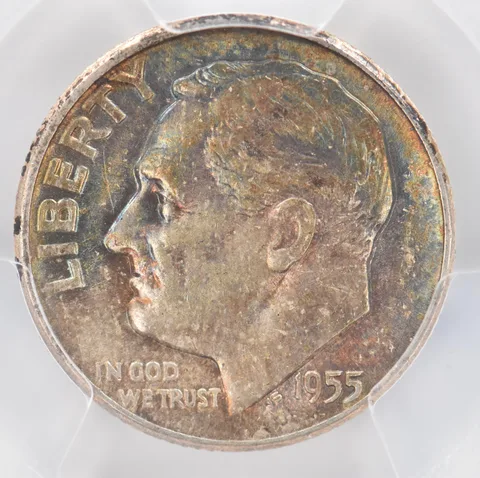 1955 Roosevelt Dime AU55 PCGS Beautiful Tone *0881