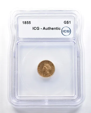 1855 $1 Indian Princess Head Gold Dollar Authentic ICG *4856