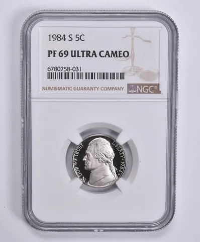 1984-S Jefferson Nickel PF69 UCam NGC Brown Lbl
