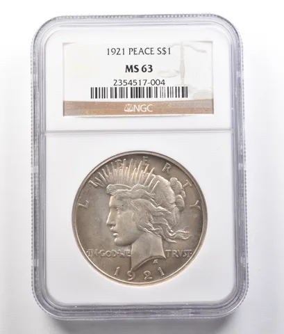 1921 Peace Silver Dollar MS63 NGC PQ *0836
