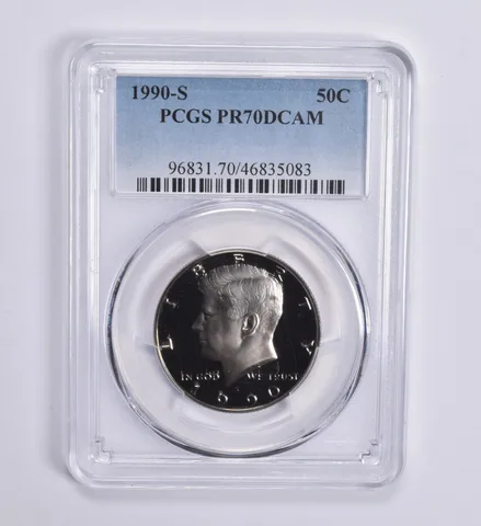 1990-S Kennedy Half Dollar 50c PR70 DCAM PCGS Blue Lbl