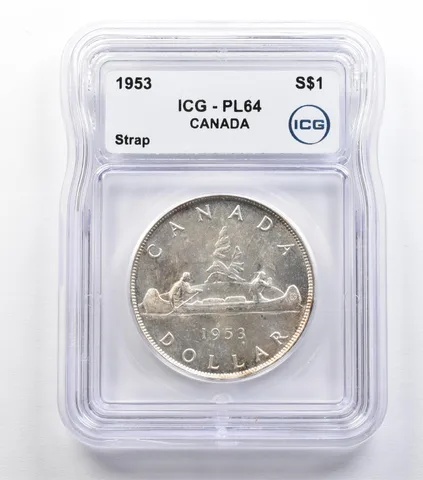 1953 Canada 1 Dollar Silver Strap PL64 ICG *9334