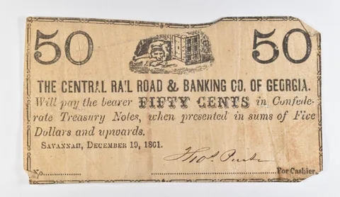 1801 50 Cents Atlanta GA Central Railroad & Banking Co Obsolete Note *8897