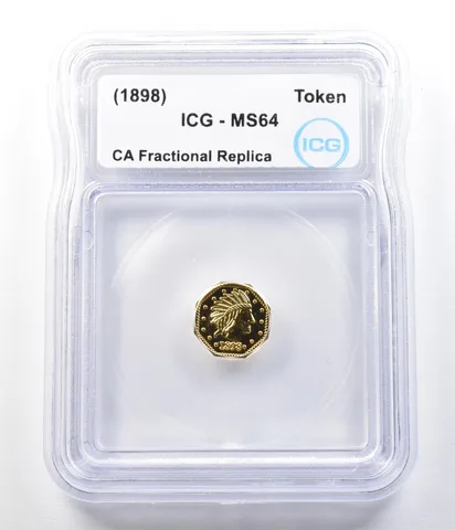 (1898) California Fractional Gold Token 1 Dollar Indian Head MS64 ICG *3525