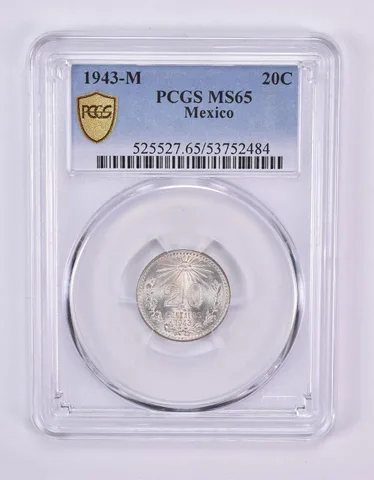 1943 M Mexico 20 Centavos MS65 PCGS
