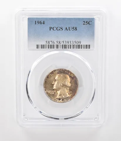 1964 Washington Quarter AU58 PCGS Beautiful Tone a1095