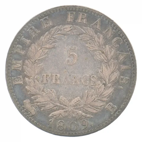 1809 B France Rouen 5 Francs Napoleon Emperor Beautiful Tone *7192