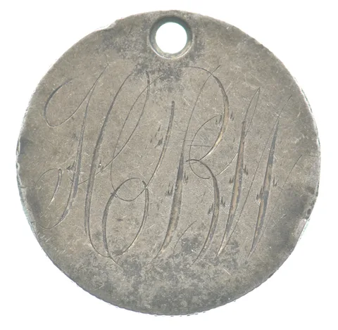 1862 Seated Liberty Quarter Love Token Victorian M G H *5527