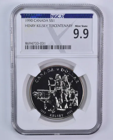 1990 Canada 1 Dollar Silver Henry Kelsey Mint State 9.9 NGC X NGCX
