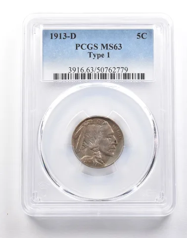 1913-D Indian Head Buffalo Nickel Type 1 MS63 PCGS *2225