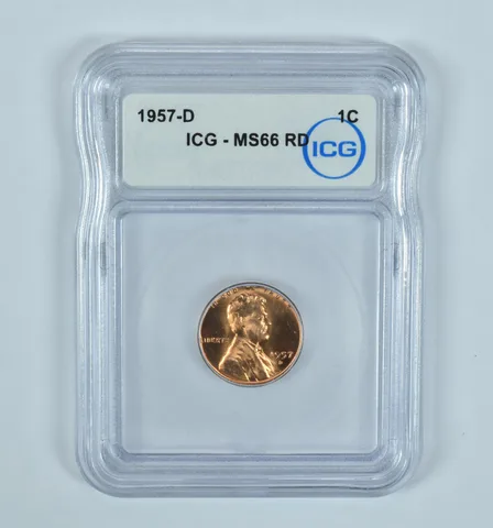 1957-D Lincoln Wheat Cent MS66 RD ICG