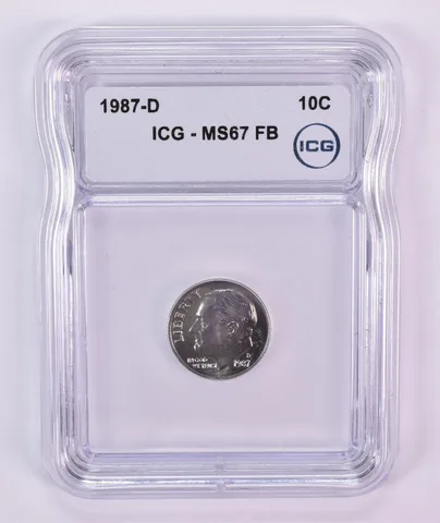 1987-D Roosevelt Dime MS67 FB ICG