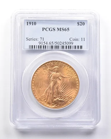 MS65 1910 $20 Saint Gaudens Gold Double Eagle PCGS a6227