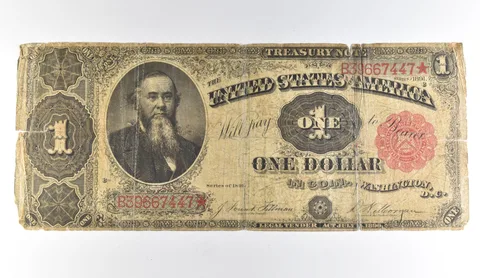1891 $1 US Treasury Note Star Note Red Seal *1662