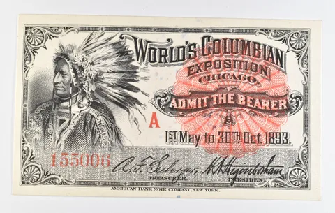 1893 Columbian Exposition Chicago Admit One Ticket *8433