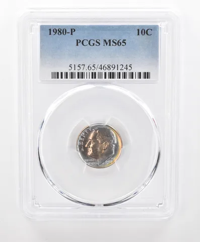 1980-P Roosevelt Dime MS65 PCGS Beautiful Tone *2736