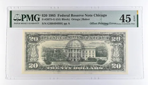 1985 $20 Chicago IL FRN OffPrinting Error Fr#2075-G Choice XF 45 EPQ PMG *9457
