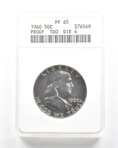 1960 Franklin Half Dollar TDO Die 4 PF65 ANACS a2029