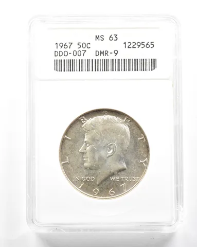1967 Kennedy Half Dollar DDO-007 DMR-9 MS63 ANACS *2085