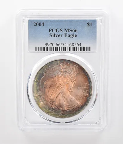 2004 American Silver Eagle MS66 PCGS Beautiful Tone a1277