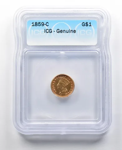 1859-C $1 Indian Princess Head Gold Dollar Piece Genuine ICG *2078