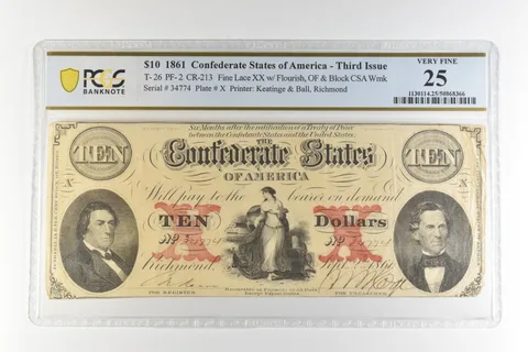 1861 $10 Confederate States America T-26 PF-2 CR-213 Very Fine 25 PCGS *4500