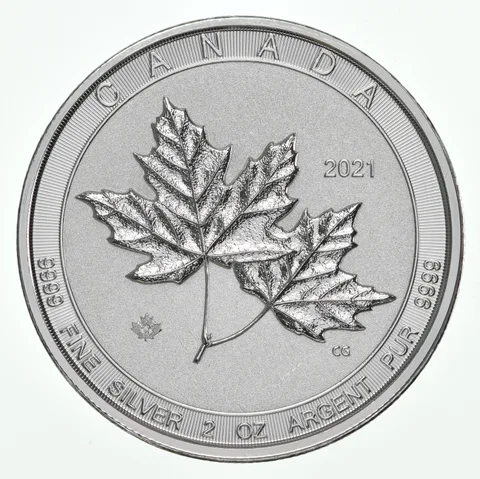 2021 Canada 10 Dollars Silver Maple Leaf Twin Maples 2 Oz Silver .9999